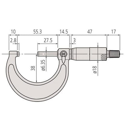 Mitutoyo 103-178, Outside Micrometer, 1-2" Measuring Range, 0.001" Graduation, +/-0.0001" Accuracy, High-Accuracy Thickness Measurement with Smooth Stop Control and Reliable Repeatability