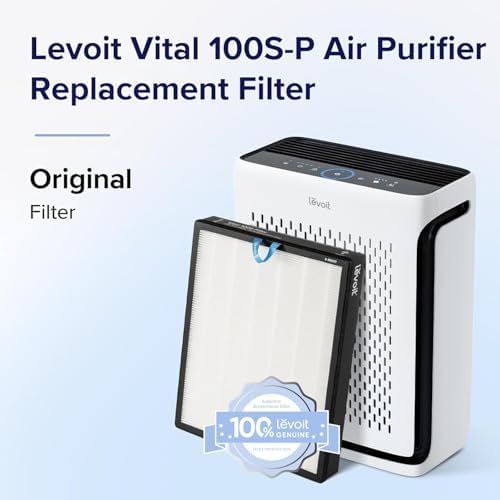 Levoit Vital 100S-P Air Purifier Genuine Replacement Filter, AHAM VERIFIDE, Supports HEPA Sleep Mode, High-Efficiency Activated Carbon, Removes Pet Dander, Smoke Odor, Allergens, Vital 100S-RF, 1 Pack