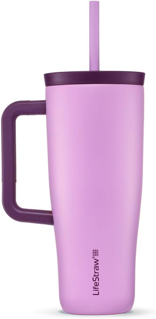 LifeStraw Go Series — Double Wall Insulated 24oz Stainless Steel Water Filter Tumbler, designed for everyday Use, removes bacteria, Parasites, Microplastics, and improves taste, Acai