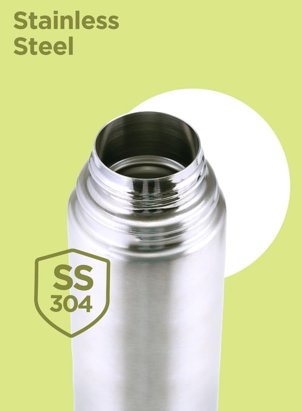 Milton Flask 25 oz Insulated Water Bottle with Cover, Flip Lid, Thermosteel | Stainless Steel, Double Wall Vacuum Insulation, Keeps Drinks Hot & Cold up to 24 Hours, Leak Proof, Silver