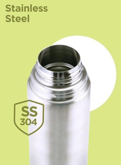 Milton Flask 25 oz Insulated Water Bottle with Cover, Flip Lid, Thermosteel | Stainless Steel, Double Wall Vacuum Insulation, Keeps Drinks Hot & Cold up to 24 Hours, Leak Proof, Silver