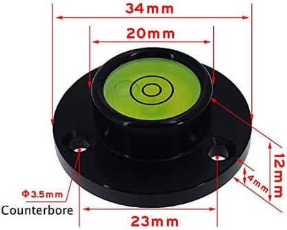 Metal Horizontal Bubble Bull's-Eye Level Universal Horizontal Bubble Flange Water Bubble Level Horizontal Bubble Small Household 34x12mm(Green)