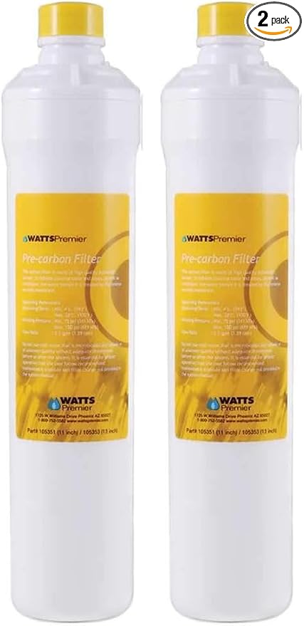 Watts Premier 105351 RO Pure Carbon Pre-Filter, Yellow (Pack of 2)
