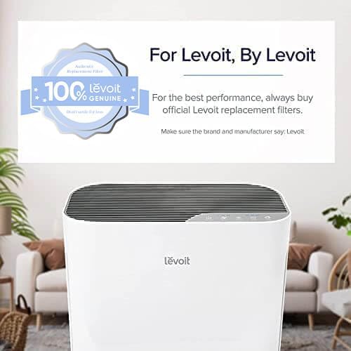 Levoit Vital 100 Air Purifier Genuine Replacement Filter, 2 Pack | AHAM VERIFIDE, High-Efficiency Activated Carbon for Removal of Smoke, Odors, Allergens, Pollen, Vital 100-RF, White