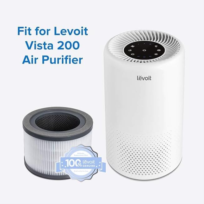 Levoit Vista 200 Air Purifier Genuine Replacement Filter, 2 Pack | High-Efficiency Activated Carbon for Removal of Smoke, Odor, Allergens, Pollen, Vista 200-RF