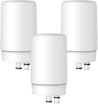 AQUA CREST 7027W Faucet Water Filter, Replacement for Brita® Filter, Brita® Faucet 36311 On Tap Water Filtration System, FR-200, FF-100 Replacement Filter, White, 3 Pack
