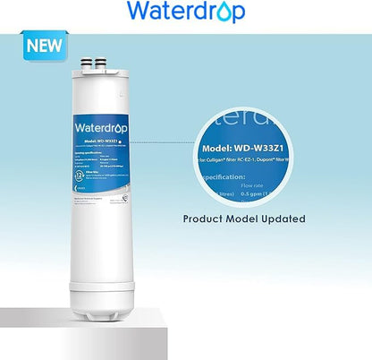 Waterdrop RC EZ 1 Water Filter, Replacement for DuPont® Carbon 3000QT Filter, Culligan® RC-EZ-1, DuPont® WFQTC30001, WFQTC70001, Brita® USF-201, USF-202, 3K Gallons, 2 Pack