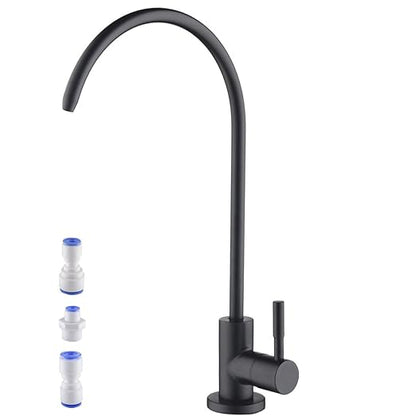 Matte Black Drinking Water Purifier Faucet, Sus304 Stainless Steel Beverage Faucet for Kitchen Under Sink Water Reverse Osmosis Filter System With 1/2" 1/4" 3/8" Tube