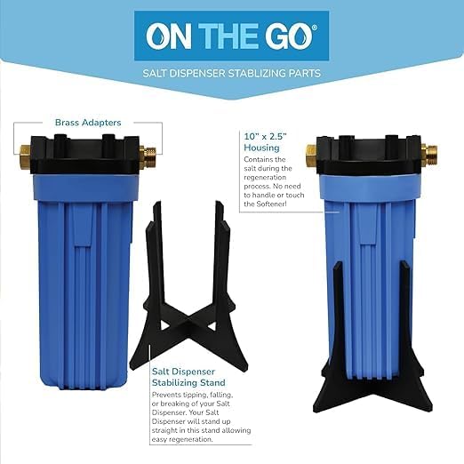 On The Go Water Softener Salt Regeneration Kit, 10" x 2.5" Housing with Carbon Filter, Garden Hose and Installation Accessories