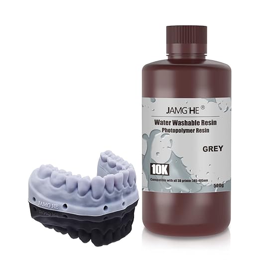 JAMG HE Rapid UV-Curing Resin 405nm, Dental Model Resin for Orthodontic Brace Water Washable with Lower Shrinkage & High Presicion Grey 500g