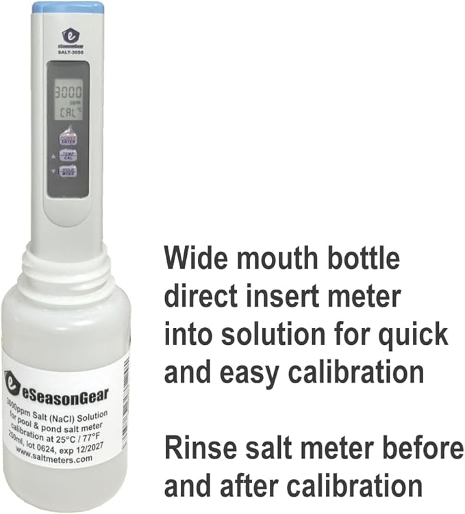 3000 PPM Solution, 230 ml, for SALT-3000 SALT-3050 Salt Meter Tester Calibration.