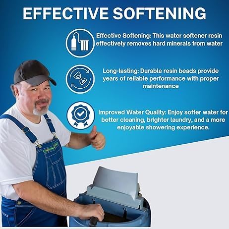 Premium Water Softener Resin 1 Cu Ft Replacement Media - 25L - 32,000 Grain Ion Exchange High-Capacity Cation Resin Beads - 7% Cross-Link Structure NSF Certified for Home Use