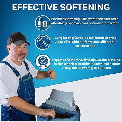Premium Water Softener Resin 1 Cu Ft Replacement Media - 25L - 32,000 Grain Ion Exchange High-Capacity Cation Resin Beads - 7% Cross-Link Structure NSF Certified for Home Use
