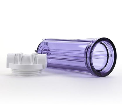 Hydronix HF3-10CLWH14, 10" Clear Housing with White Rib Cap For RO & Filtration Systems, 1/4" Ports