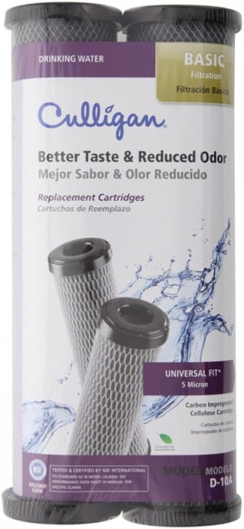 Culligan D-10 Level 1 Drinking Water Replacement Cartridge Carbon-Impregnated Cellulose 2 Pk