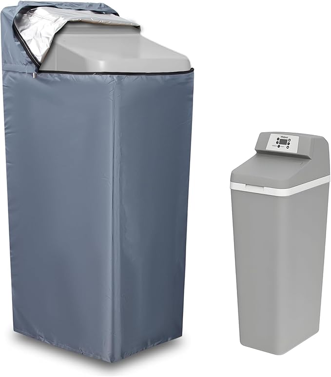 Water Softener Cover,Jacket Access Soften Station Tank Covers,Openable Top Easy to Use Removal-Free Installation,for Water Softener Outdoor UV Dust Protection of Outside Units Heater Parts (Gray)