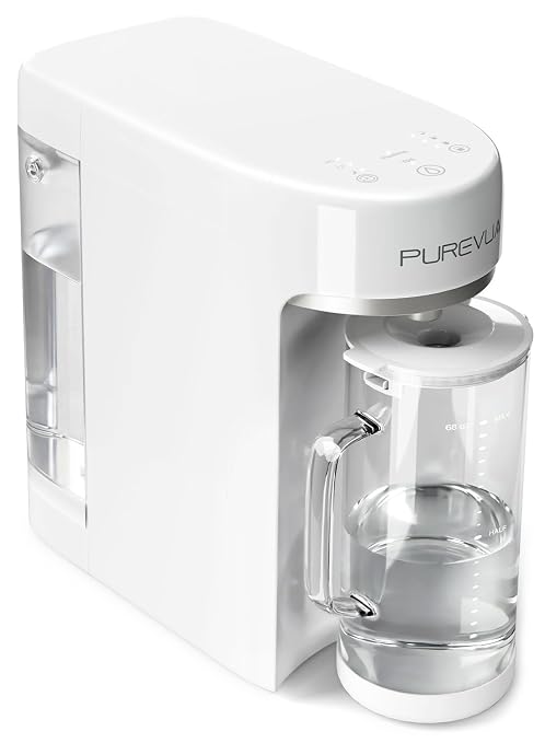 PR1-P Countertop Reverse Osmosis Water Filter System, 5 Stage RO Filtration Purifier No Plumbing Machine for Home Counter Top with 68 fl.oz(2L) Glass Pitcher, TDS and Filter Life Detection