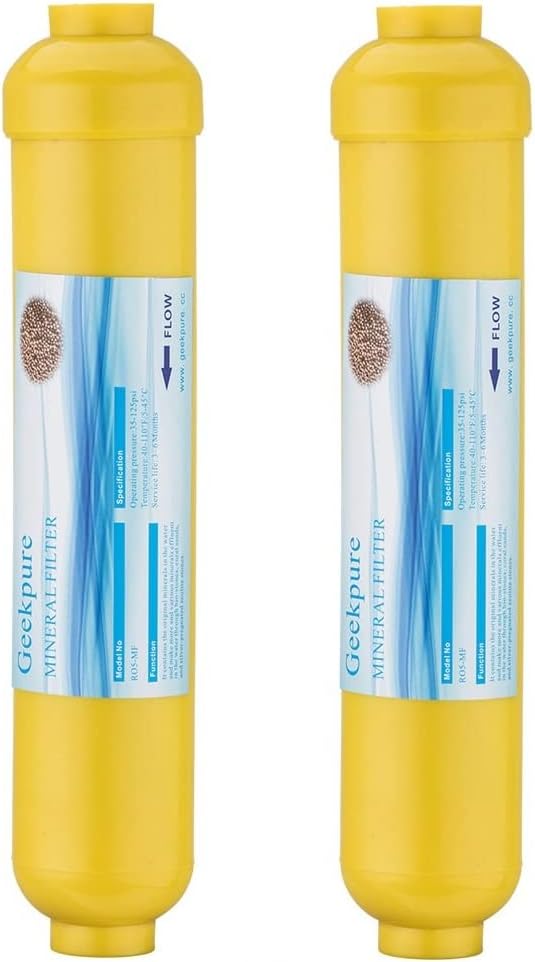 Geekpure 10 inch Inline Mineral Water Filter Upgrade for Reverse Osmosis RO System-1/4”Thread- Pack of 2