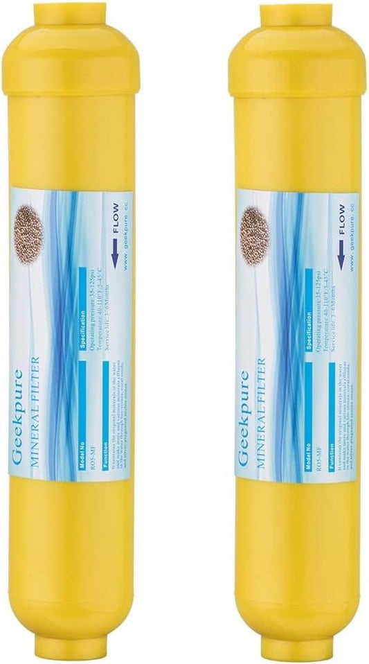 Geekpure 10 inch Inline Mineral Water Filter Upgrade for Reverse Osmosis RO System-1/4”Thread- Pack of 2
