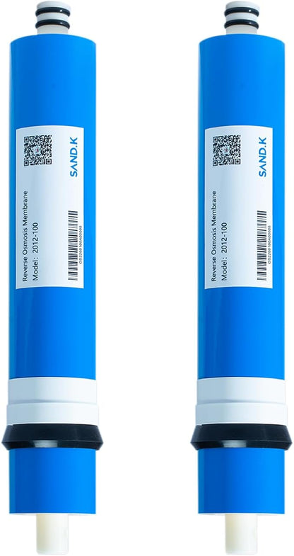 100 GPD RO Membrane Filter Replacement, 12" x 2.0" Reverse Osmosis Water Filter Membranes Replacement for Home Drinking Under Sink RO Water Filtration System, 2-Pack