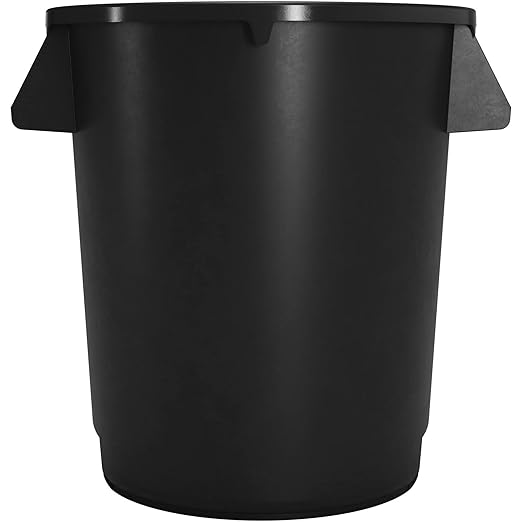 SPARTA Bronco Waste Container Trash Container, Round Trash Bin for Disposal, 10 Gallons, Black, (Pack of 6)