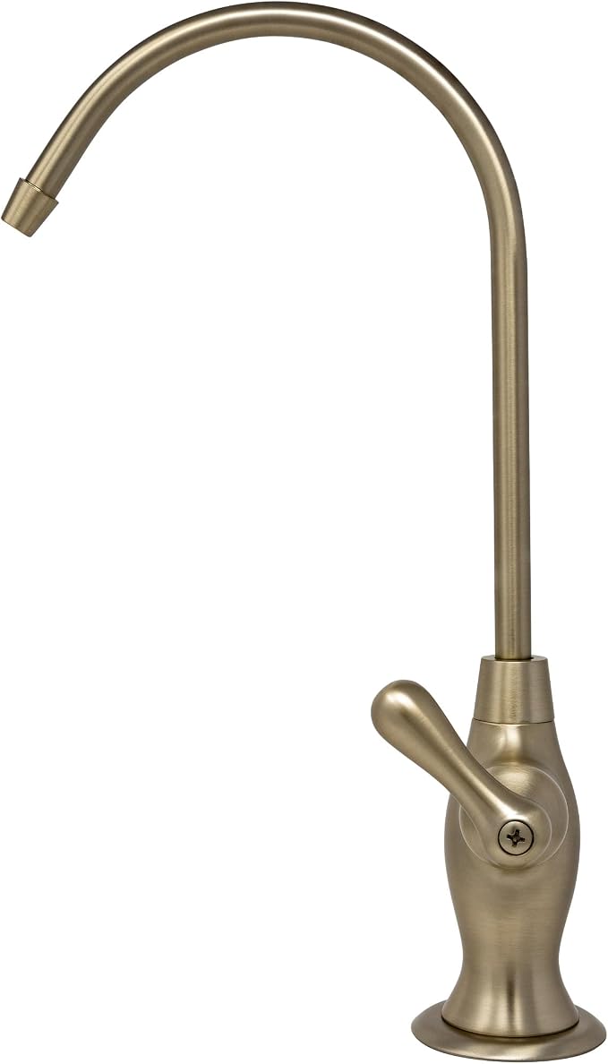 Metpure Non-airgap NSF Certified RO Faucet Reverse Osmosis Drinking Water Filtration System Water Dispenser Spout (Champagne Gold) Vase Style with Faucet Wrench.