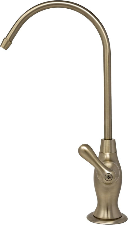 Metpure Non-airgap NSF Certified RO Faucet Reverse Osmosis Drinking Water Filtration System Water Dispenser Spout (Champagne Gold) Vase Style with Faucet Wrench.