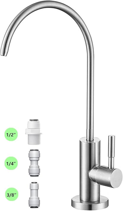 Drinking Water Faucet for Kitchen,100% Lead-Free Reverse Osmosis Faucets,Stainless Steel Kitchen Filtered Water Faucets,Brushed Nickel RO Faucet with Longer Thread Pipe