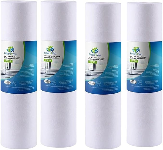CFS Polypropylene Sediment Water Filters for W5P, AP110, 5 Micron, 4 Pack | Also fits P5, WFPFC5002, CFS10, WHKF-GD05 & any standard 10 in RO unit or housing; reduces sand, dirt, silt & rust