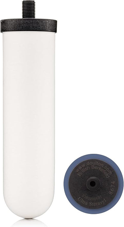 British Berkefeld Doulton 8674 Ultra Sterasyl Ceramic Filter Candle for Countertop Gravity Water Filter System Short Mount 7" - 4 Pack