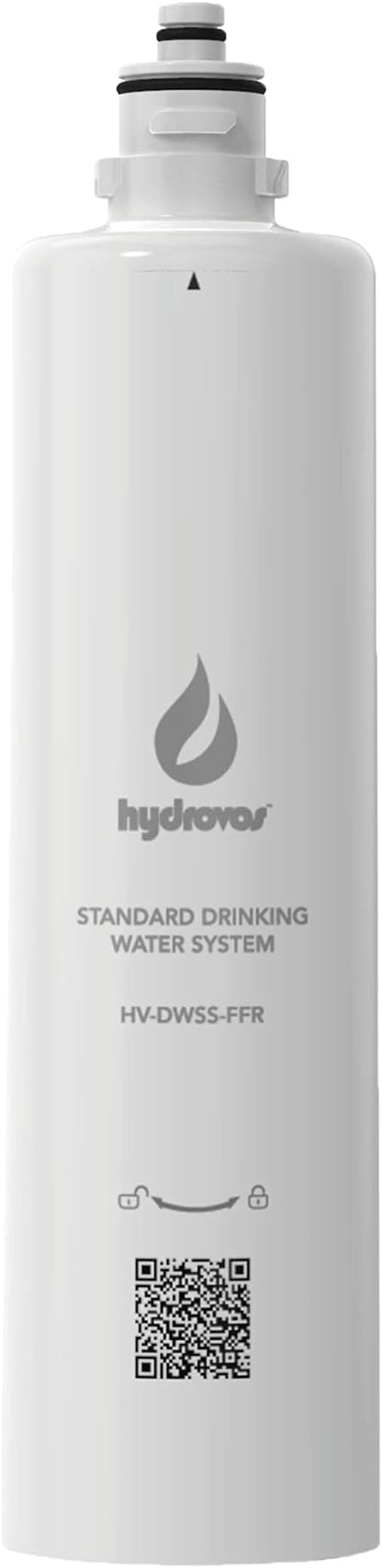 HYDROVOS Standard Under Sink Replacement Water Filter, IAPMO Certified Reduces Microplastics, Cysts, Sediment, Chlorine, Improves Taste & Odor, 2 GPM Fast Flow, Fits DWSP/DWSS Water Filter Systems