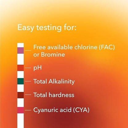 LEISURE TIME Spa Test Strips for Chlorine & Bromine with Metal Gon Protection for Spas and Hot Tubs, 16 fl oz