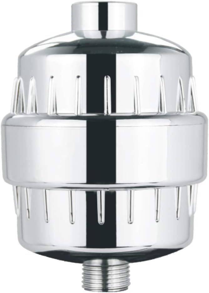 15 Stage Universal Shower Filter | Hard Water Treatment, Removes Chlorine, Heavy Metals & Sediment, Vitamin C & Alkaline PH Balls | Includes 1 Replaceable Cartridge (1)