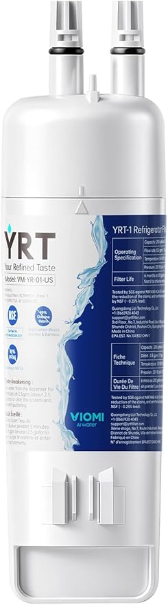 YRT EDRIRXD1 Replacement for Everydrop Filter 1, W10295370A, WHR1RXD1, Kenmore 46-9081, 46-9930, Ice & Water Filter Replacement, NSF/ANSI 372&53&42 Certified, Refrigerator Water Filter (Pack of 1) | Compatible with EDR1RXD1B, P8RFWB2L, W10295370A, WHR1...
