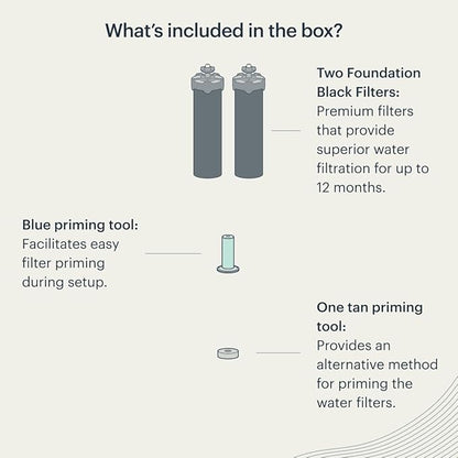 Boroux Foundation. Black Replacement Water Filter - Replacement For Berkey BB9-2 and Gravity-Fed Water Filter Systems