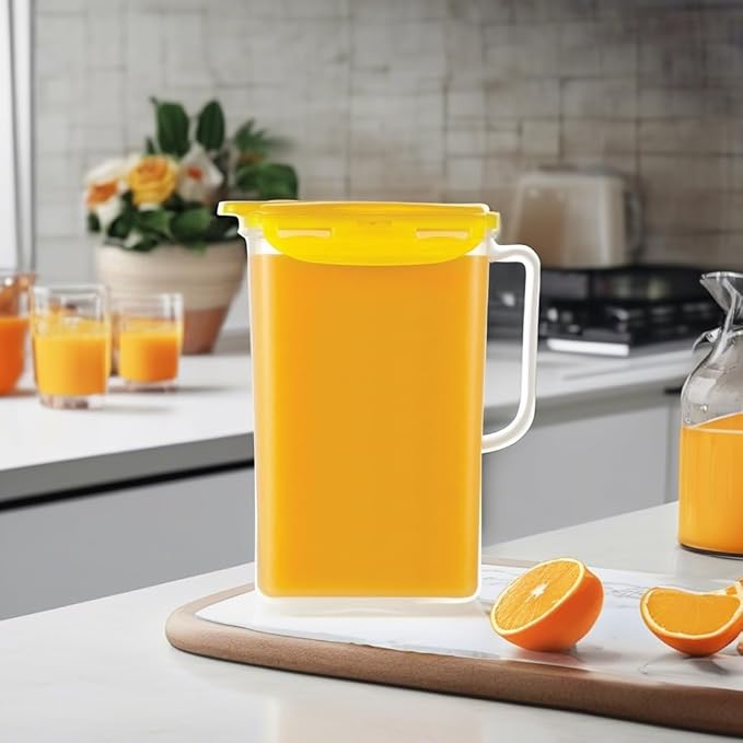 LocknLock Aqua Fridge Door Water Jug | Clear Pitcher | BPA Free Plastic Pitcher with Lid | 2 Quart Pitcher with Lid for Water, Juice, Tea & More Beverages, Yellow