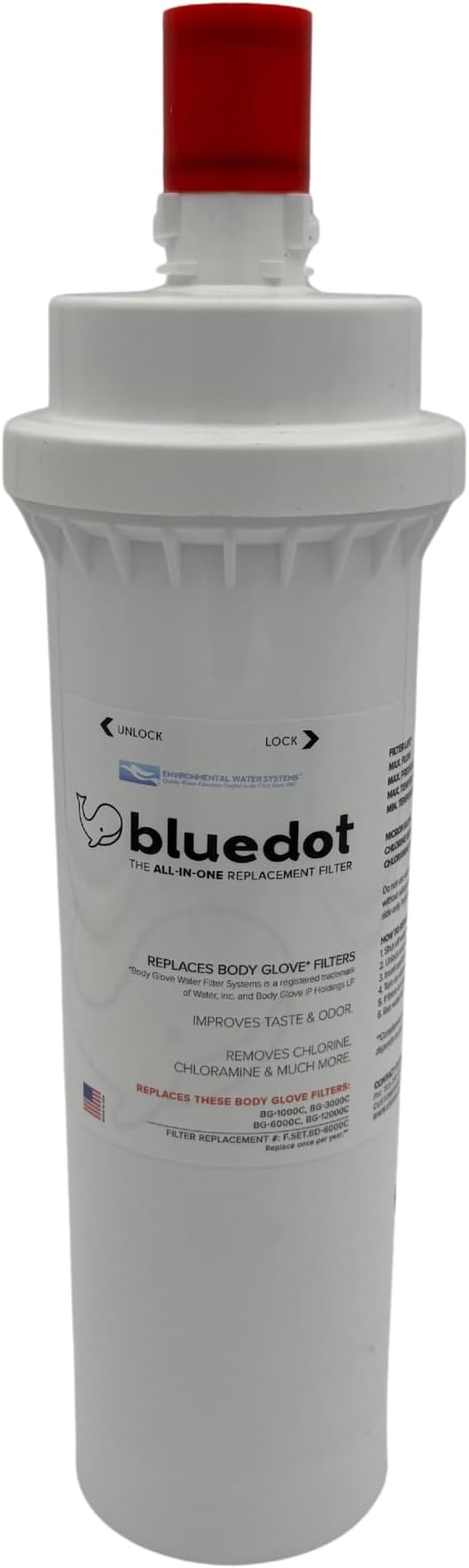 F.SET.BD-6000C Bluedot Water Filter Replacement Cartridge Compatible with BG-1000C, BG-3000C, BG-12000C, and BG-6000FFC All In One Carbon Block Filter