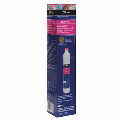 Watts Premier H2O-F13 Pure H2O LVOC Carbon Block Filter Replacement for H2O-DWGC100, H2O-DWGC101, H2O-DWCB200, H2O-DWUF300 Under Counter Water Filtration Systems, Push Button Design