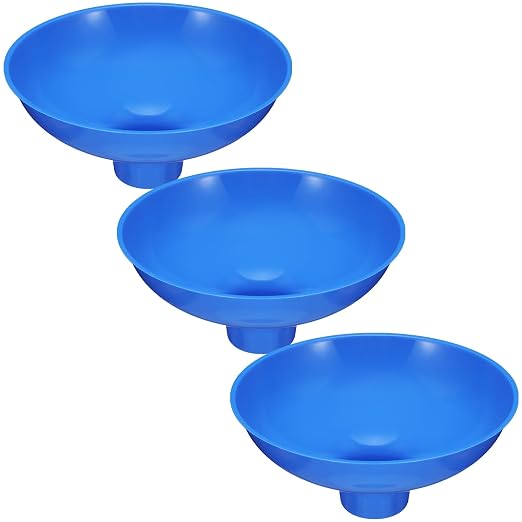 Vesici Extra Large Wide Mouth Funnel 2.5" x 10" Multi Purpose Filling Funnel Plastic Reusable for Water Softener Resin Tanks Carbon Media Jar Filling Use(Blue,3 Pack)