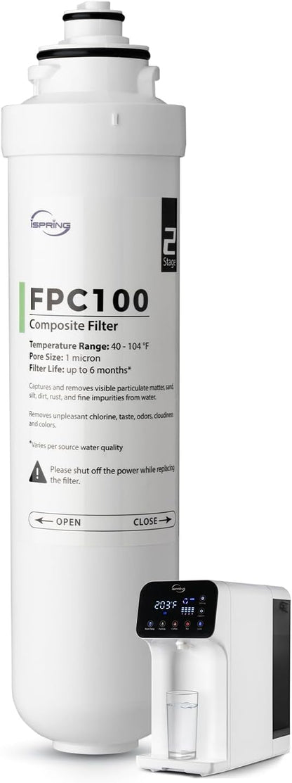 iSpring FPC100 Replacement Filter for RCD100 Countertop Reverse Osmosis System, Composite Filter, Replacement Cycle: Up to 6 Months