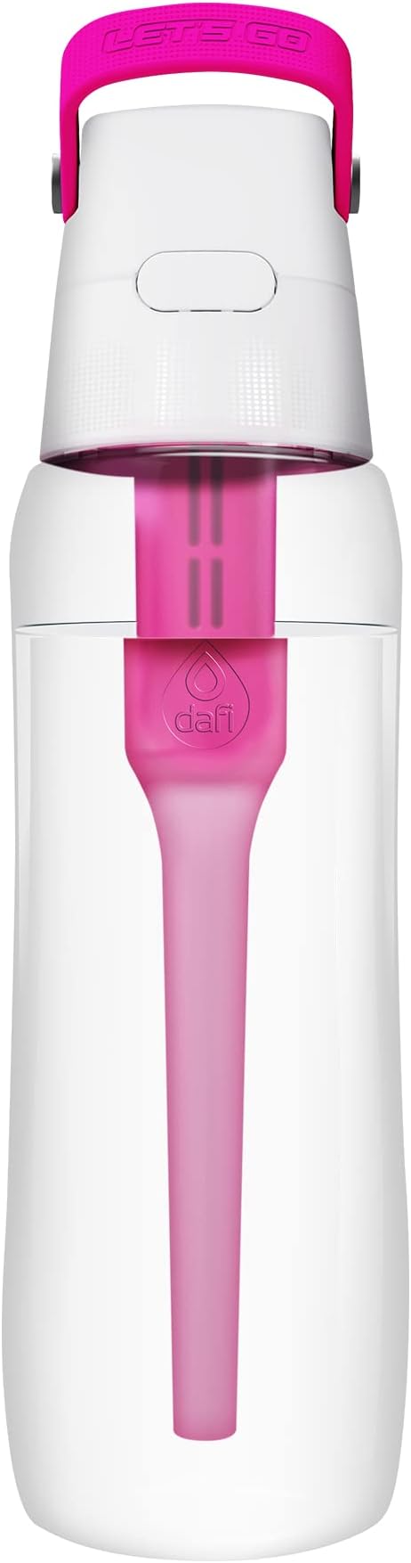 Dafi Filtered Water Bottle with Straw 24 oz - Sports Water Bottle Reusable with Carbon Filter for Travel, Gym, Daily Use - Leakproof, BPA-Free with Hypoallergenic Mouthpiece & Carrying Handle - Pink