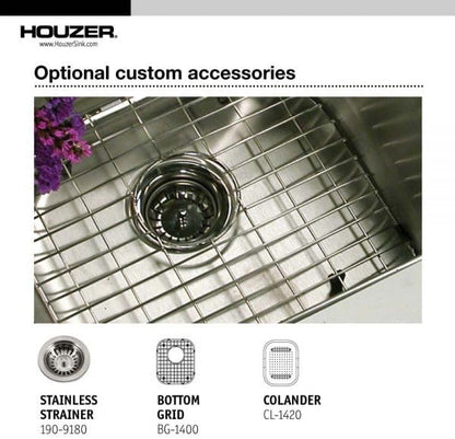 Houzer Club Stainless Steel Kitchen Bar & Prep Sink: 14 Inch Undermount Medium Sink with Strainer, Durable & Versatile, Essential for Home & Apartment: CS-1407-1