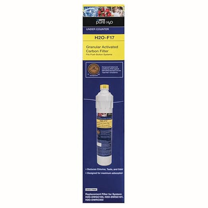 Watts Premier H2O-F17 Pure H2O GAC Carbon Filter Replacement for H2O-DWGC100, H2O-DWGC101, H2O-DWRO300 Under Counter Water Filtration Systems, Push Button Design