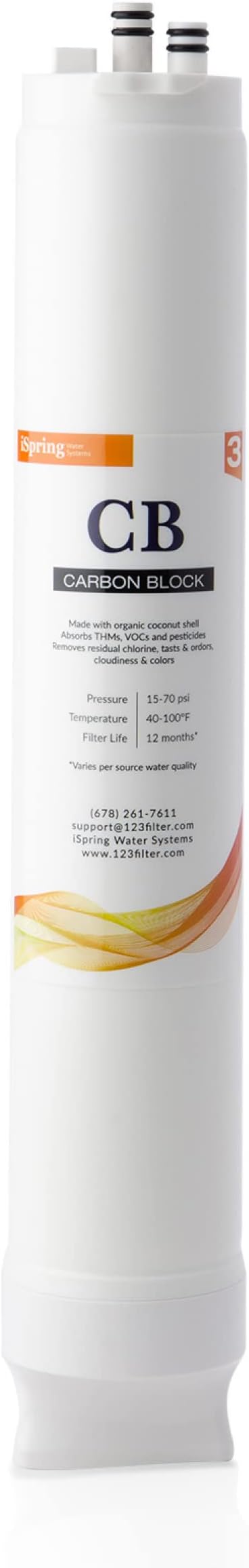 iSpring FCB500 Carbon Block Filter Replacement for RO500 Tankless Reverse Osmosis Water Filtration System