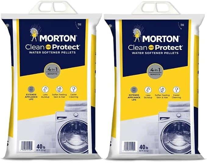 Morton Clean and Protect Water Softener Salt Pellets, 40 LB Bag (2), White