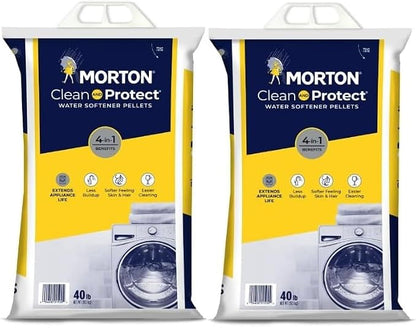 Morton Clean and Protect Water Softener Salt Pellets, 40 LB Bag (2), White