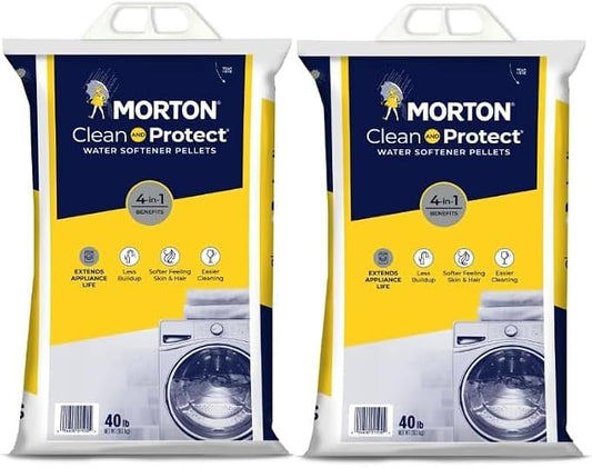 Morton Clean and Protect Water Softener Salt Pellets, 40 LB Bag (2), White