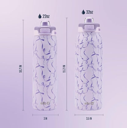Ello Pop & Fill 32oz Stainless Steel Water Bottle with QuickFill Technology, Double Walled and Vacuum Insulated Metal, Leak Proof Locking Lid, Straw and Chug, Reusable, BPA Free, Take a Bow
