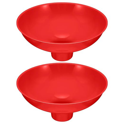 Vesici 2 Pack Extra Large Wide Mouth Funnel Red 2.5" x 10" Multi Purpose Filling Funnel Plastic Reusable for Water Softener Resin Tanks Carbon Media Jar Filling Use