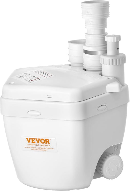 VEVOR Utility Sink Pump, 1 HP, 2200 GPH Under Sink Pump with 3 Water Inlets 1 Outlet, 36 ft Max Lift, Cast Aluminum Motor, Macerating Toilet System, for Sink Shower Wash Bin Urinal Kitchen Basement | for Shower Kitchen Basement, Cast Aluminum Motor, 1....